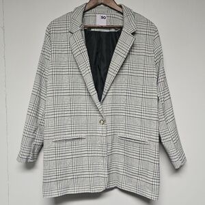 SO Oversized Plaid Blazer Pink Yellow White Black Green Blue Academia Office